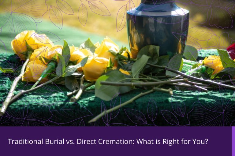 A cremation urn lies surrounded by flowers. We at Wojcik Funeral Chapel stand with you to remember your loved ones the way you want.